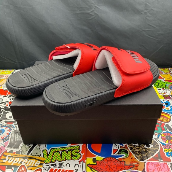 Puma Cool Cat Velcro Red Men’s Slides - Picture 2 of 10
